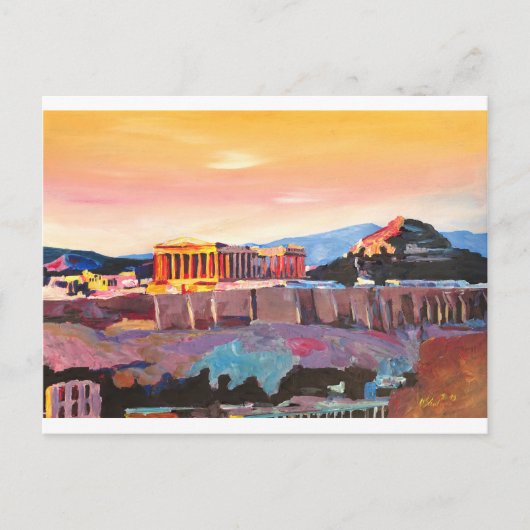 Athene Griekenland akropolis op zonsondergang Briefkaart (Voorkant)