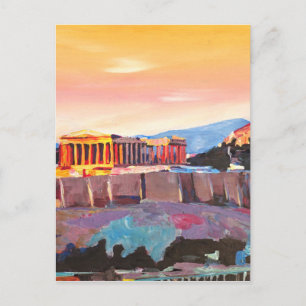 Athene Griekenland akropolis op zonsondergang Briefkaart