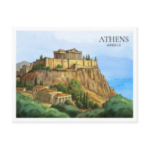Athene Griekenland Aquarel Ansichtkaart | Historis
