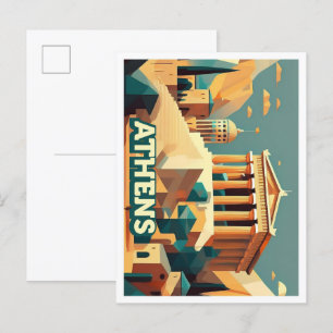 Athene Griekenland artistiek kleurrijk Briefkaart