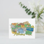 Athene, Griekenland beroemde stad Briefkaart (Staand voorkant)