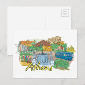 Athene, Griekenland beroemde stad Briefkaart (Voorkant / Achterkant)