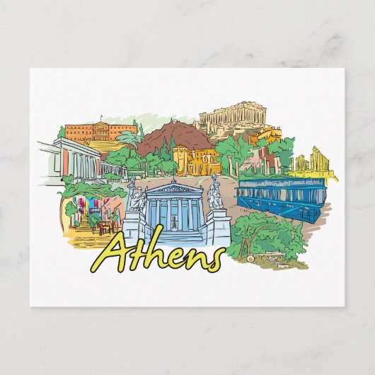 Athene, Griekenland beroemde stad Briefkaart (Voorkant)