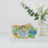 Athene, Griekenland beroemde stad Briefkaart (Staand voorkant)