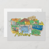 Athene, Griekenland beroemde stad Briefkaart (Voorkant / Achterkant)