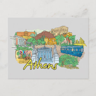 Athene, Griekenland beroemde stad Briefkaart