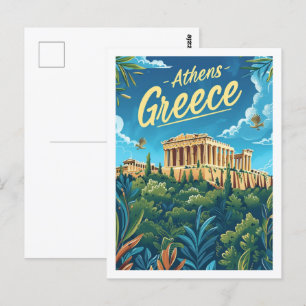 Athene Griekenland Beroemde Vintage Reisplaats Briefkaart