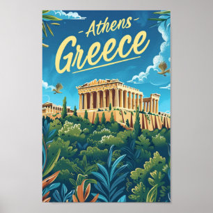 Athene Griekenland Beroemde Vintage Reisplaats Poster
