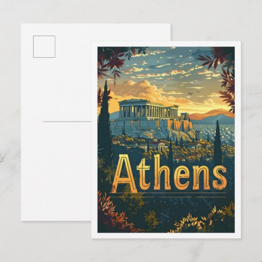 Athene Griekenland Classic Art Retro Vintage Reize Briefkaart (Voorkant / Achterkant)