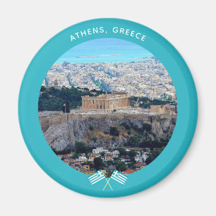 Athene, Griekenland (De Akropolis en het zee) Magneet