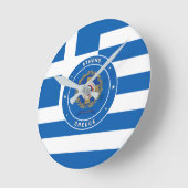 Athene, Griekenland Emblem & Vlag Ronde Klok (Hoek)