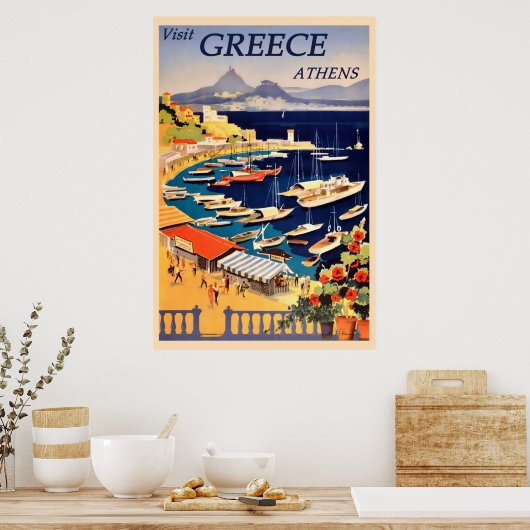 Athene Griekenland  Grieks reizen Poster (Keuken)