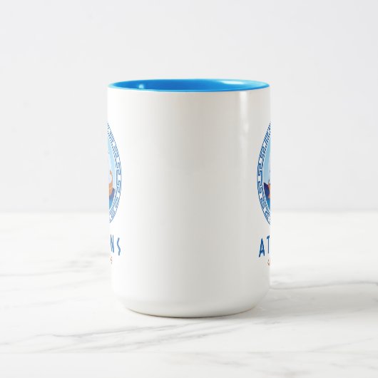 Athene, Griekenland Grieks scheepsontwerp Tweekleurige Koffiemok (Center)