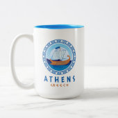 Athene, Griekenland Grieks scheepsontwerp Tweekleurige Koffiemok (Links)