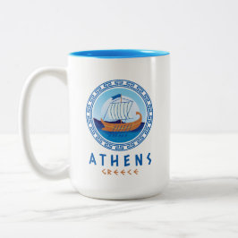 Athene, Griekenland Grieks scheepsontwerp Tweekleurige Koffiemok