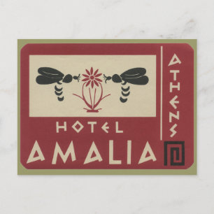 Athene Griekenland Hotel Amalia Vintage - reislabe Briefkaart