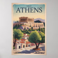 Athene Griekenland Illustratie Reis Kunst Vintage