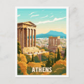 Athene Griekenland Kunst Vintage Reizen Illustrati Briefkaart (Voorkant)