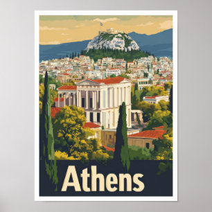Athene Griekenland Kunst Vintage Reizen Illustrati Poster