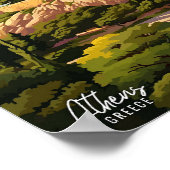 Athene Griekenland Kunst Vintage Reizen Illustrati Poster (Hoek)