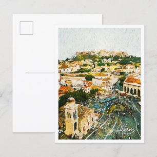 Athene Griekenland Mooi olieverflandschap Briefkaart