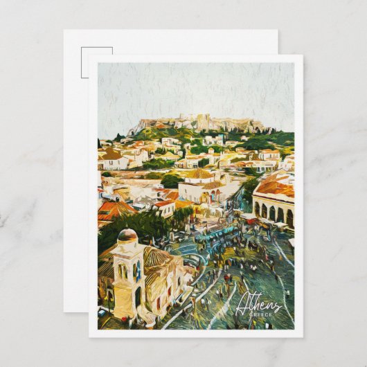 Athene Griekenland Mooi olieverflandschap Briefkaart (Voorkant / Achterkant)