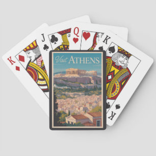 Athene Griekenland Parthenon Reizen Kunst Vintage Pokerkaarten