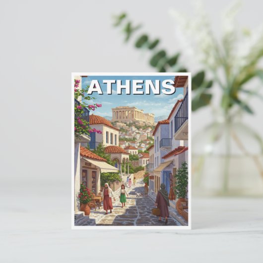 Athene Griekenland Plaka Reizen Briefkaart (Staand voorkant)