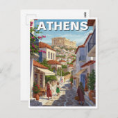 Athene Griekenland Plaka Reizen Briefkaart (Voorkant / Achterkant)