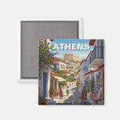 Athene Griekenland Plaka Reizen Magneet (Voorkant / Achterkant)
