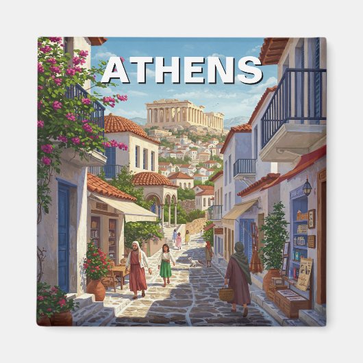 Athene Griekenland Plaka Reizen Magneet (Voorkant)