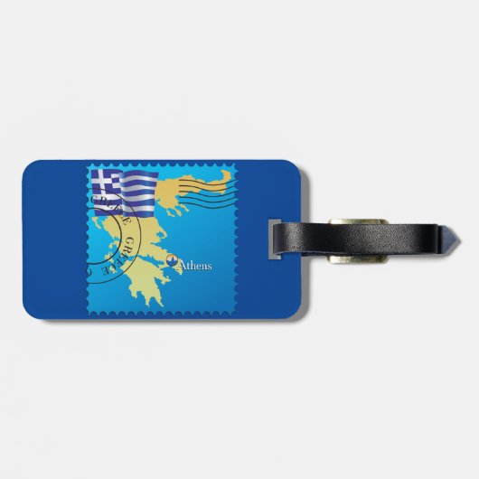 Athene Griekenland Reisstempel Griekse vlag en kaa Bagagelabel (Achterkant horizontaal)
