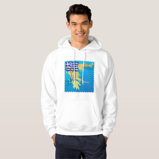 Athene Griekenland Reisstempel Griekse vlag en kaa Hoodie (Voorkant volledig)