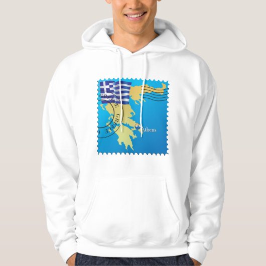 Athene Griekenland Reisstempel Griekse vlag en kaa Hoodie (Voorkant)