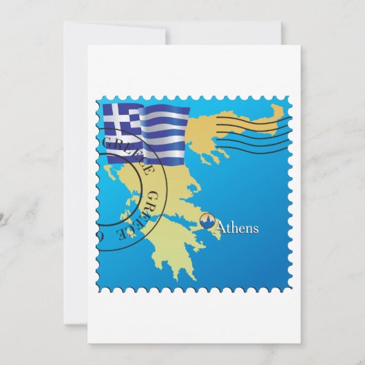 Athene Griekenland Reisstempel Griekse vlag en kaa Kaart (Voorkant)