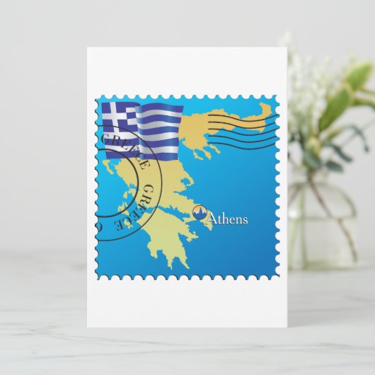 Athene Griekenland Reisstempel Griekse vlag en kaa Kaart (Staand voorkant)