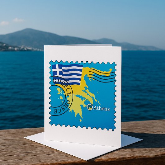 Athene Griekenland Reisstempel Griekse vlag en kaa Kaart