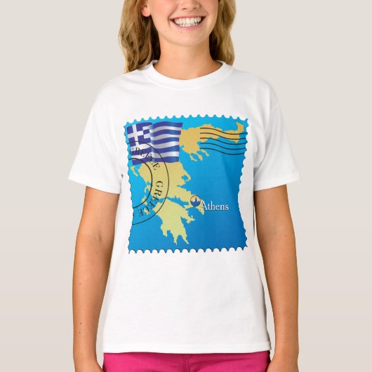 Athene Griekenland Reisstempel Griekse vlag en kaa T-shirt (Voorkant)