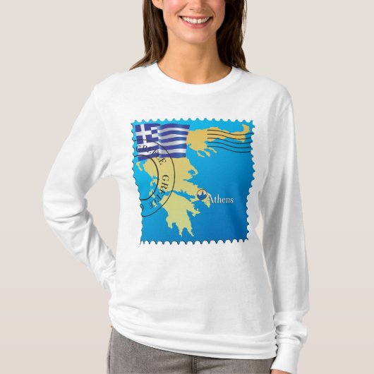 Athene Griekenland Reisstempel Griekse vlag en kaa T-shirt (Voorkant)