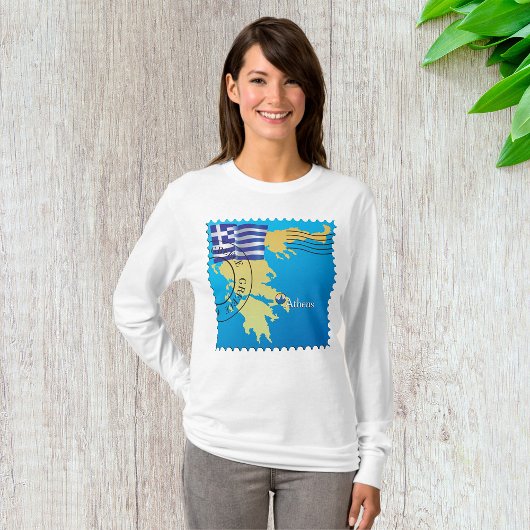 Athene Griekenland Reisstempel Griekse vlag en kaa T-shirt