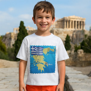 Athene Griekenland Reisstempel Griekse vlag en kaa T-shirt