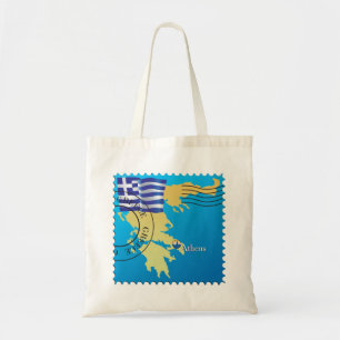 Athene Griekenland Reisstempel Griekse vlag en kaa Tote Bag