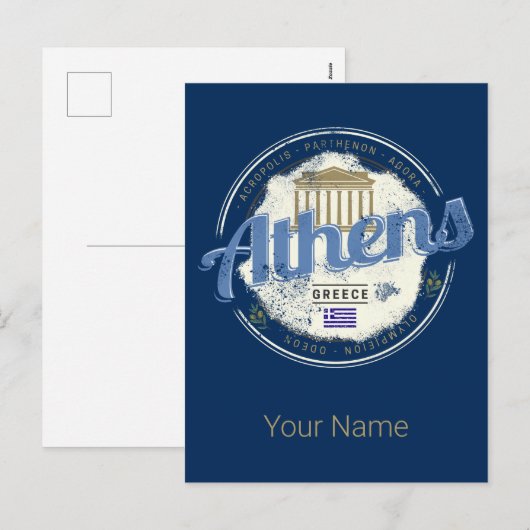 Athene Griekenland Retro Acropolis  Souvenir Feestdagenkaart (Voorkant / Achterkant)