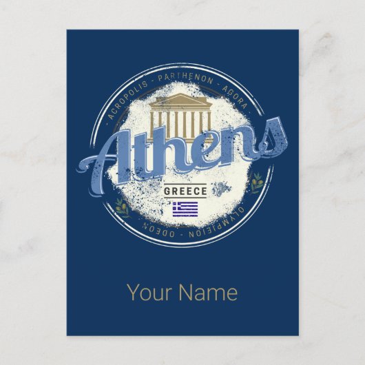 Athene Griekenland Retro Acropolis  Souvenir Feestdagenkaart (Voorkant)