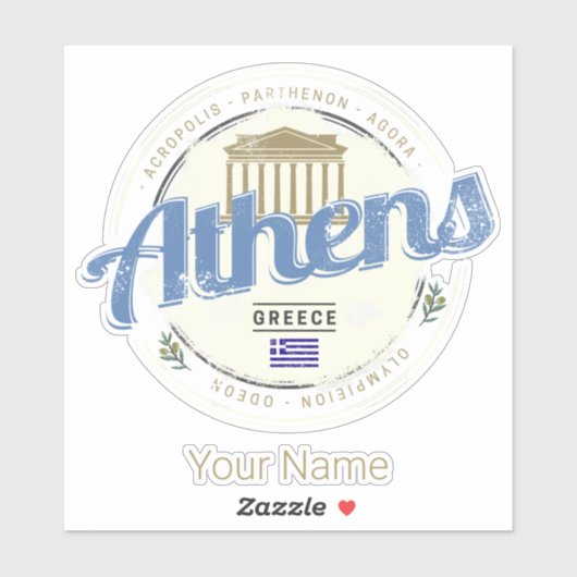 Athene Griekenland Retro Acropolis  Souvenir Sticker (Vel)