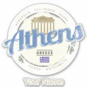 Athene Griekenland Retro Acropolis  Souvenir Sticker (Voorkant)