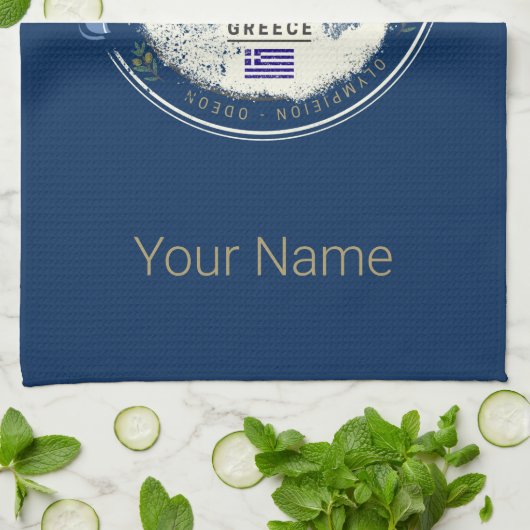 Athene Griekenland Retro Acropolis  Souvenir Theedoek (Gevouwen)