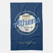 Athene Griekenland Retro Acropolis  Souvenir Theedoek (Verticaal)