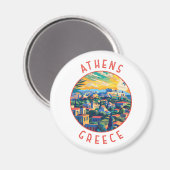 Athene Griekenland Retro Nastress Circle Magneet (Voorkant / Achterkant)