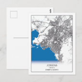 Athene Griekenland Stadskaarten Eenvoudig minimuma Briefkaart (Voorkant / Achterkant)